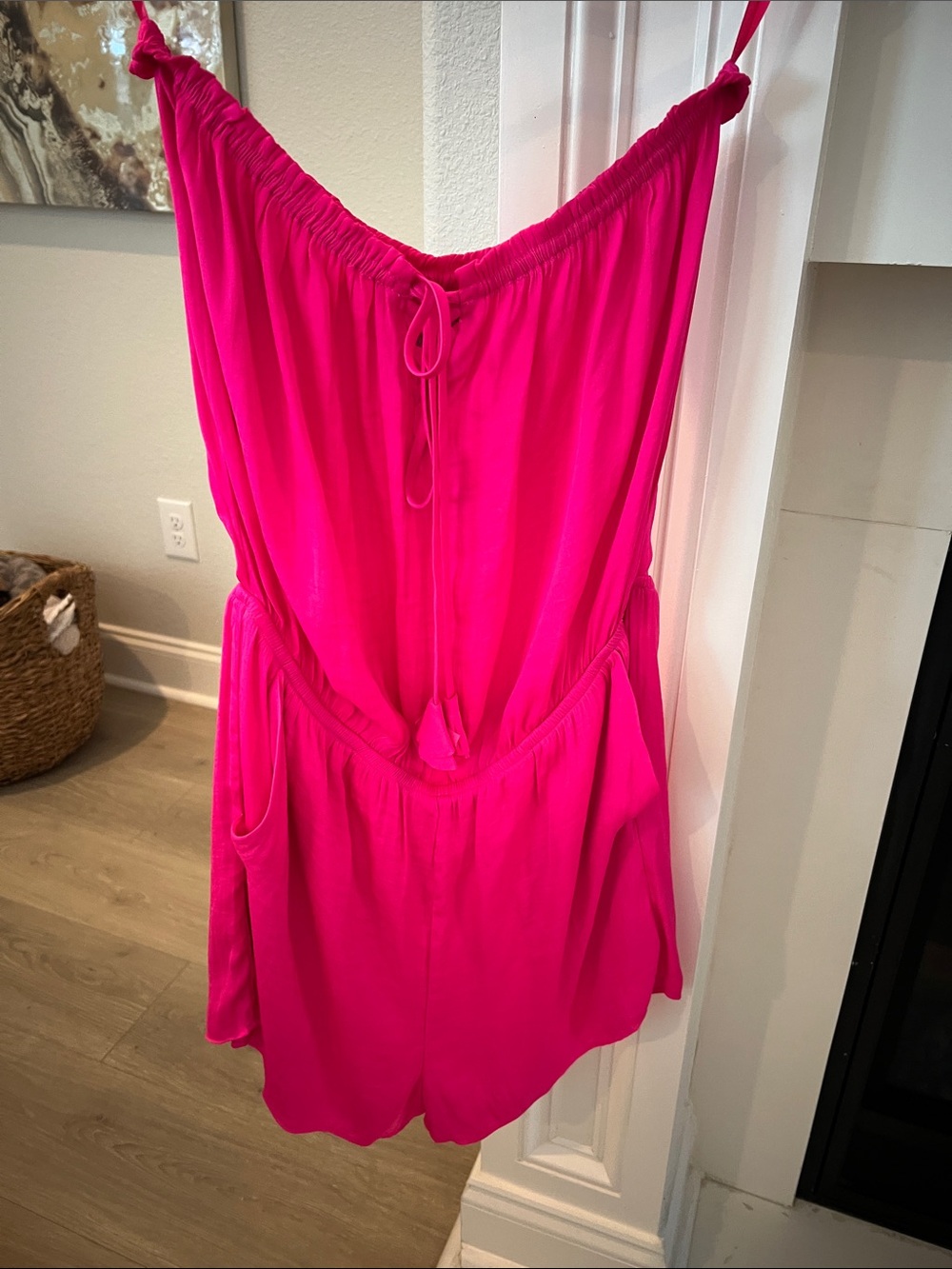 Naked Zebra Hot Pink Sleeveless One-Piece Romper with Tie
